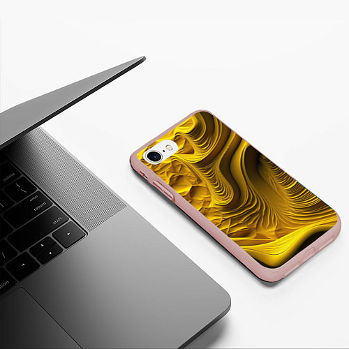 Чехол iPhone 7/8 матовый Объемная желтая текстура / 3D-Светло-розовый – фото 3