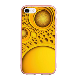 Чехол iPhone 7/8 матовый Желтая объемная текстура, цвет: 3D-светло-розовый