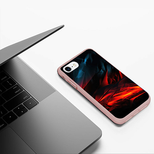 Чехол iPhone 7/8 матовый Red black abstract / 3D-Светло-розовый – фото 3