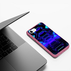 Чехол iPhone 7/8 матовый Неоновый синий тоннель абстракция, цвет: 3D-малиновый — фото 2