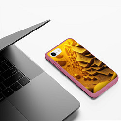 Чехол iPhone 7/8 матовый Желтая объемная абстракция, цвет: 3D-малиновый — фото 2