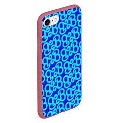 Чехол iPhone 7/8 матовый Логотип Барби - синий паттерн, цвет: 3D-малиновый — фото 2