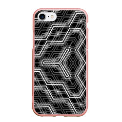 Чехол iPhone 7/8 матовый Черно-белый ассеметричный узор, цвет: 3D-светло-розовый