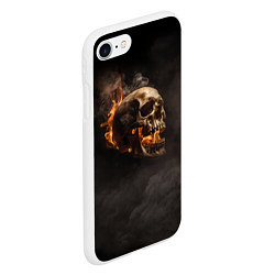 Чехол iPhone 7/8 матовый Горящий череп в дыму, цвет: 3D-белый — фото 2
