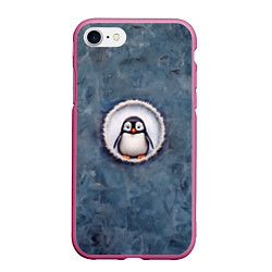 Чехол iPhone 7/8 матовый Маленький забавный пингвинчик, цвет: 3D-малиновый