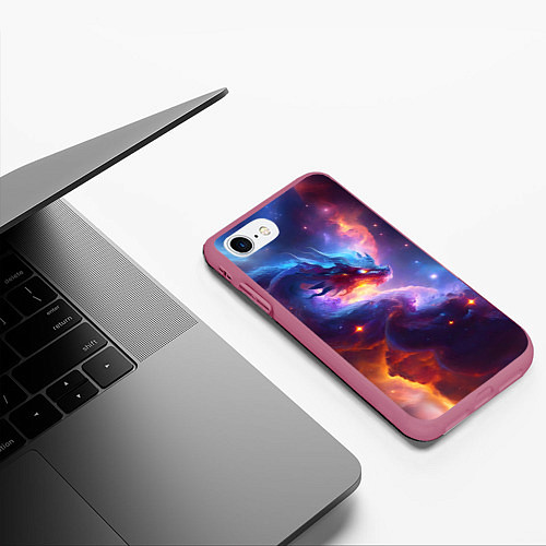 Чехол iPhone 7/8 матовый Туманность дракона / 3D-Малиновый – фото 3
