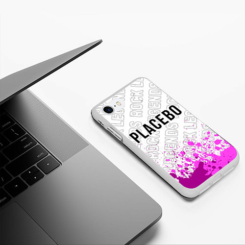 Чехол iPhone 7/8 матовый Placebo rock legends: символ сверху / 3D-Белый – фото 3