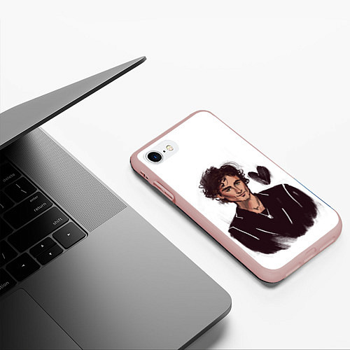 Чехол iPhone 7/8 матовый Портрет Тимоти Шаламе / 3D-Светло-розовый – фото 3