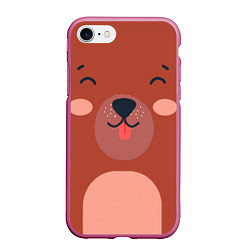 Чехол iPhone 7/8 матовый Малаш медвежонок, цвет: 3D-малиновый