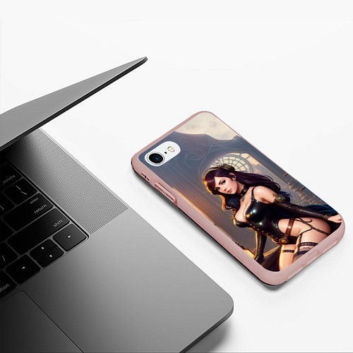 Чехол iPhone 7/8 матовый Красивая девушка в стиле стимпанк / 3D-Светло-розовый – фото 3