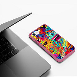 Чехол iPhone 7/8 матовый Космические зубастые чудовища, цвет: 3D-малиновый — фото 2