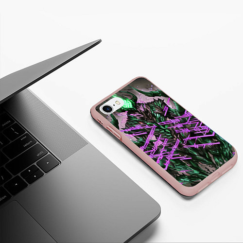 Чехол iPhone 7/8 матовый Фиолетовый элементаль киберпанк / 3D-Светло-розовый – фото 3