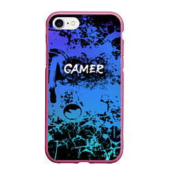 Чехол iPhone 7/8 матовый Gamer геймер абстрактный фон, цвет: 3D-малиновый