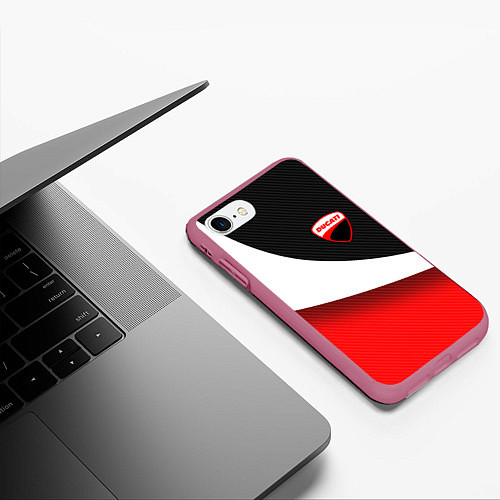 Чехол iPhone 7/8 матовый Ducati - красно-черный / 3D-Малиновый – фото 3