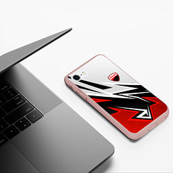 Чехол iPhone 7/8 матовый Ducati - белый и красный, цвет: 3D-светло-розовый — фото 2