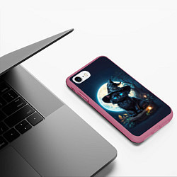 Чехол iPhone 7/8 матовый Кот ведьмы - Хэллоуин, цвет: 3D-малиновый — фото 2
