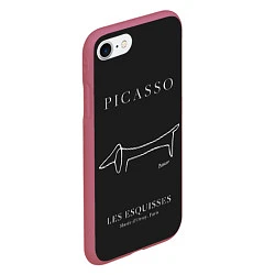 Чехол iPhone 7/8 матовый Собака на черном - Пабло Пикассо, цвет: 3D-малиновый — фото 2