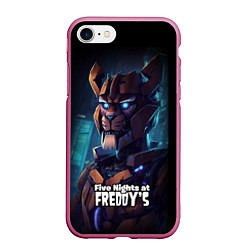 Чехол iPhone 7/8 матовый Five Nights at Freddys Bonnie cyberpunk, цвет: 3D-малиновый