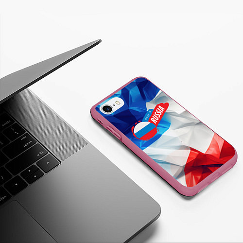 Чехол iPhone 7/8 матовый Made in Russia / 3D-Малиновый – фото 3