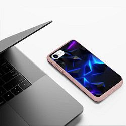 Чехол iPhone 7/8 матовый Blue dark neon, цвет: 3D-светло-розовый — фото 2