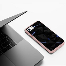 Чехол iPhone 7/8 матовый Свет через черные плиты, цвет: 3D-светло-розовый — фото 2
