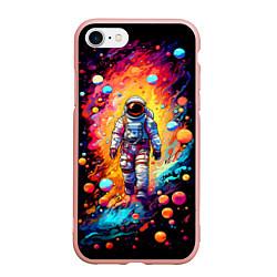 Чехол iPhone 7/8 матовый Астронавт на прогулке, цвет: 3D-светло-розовый