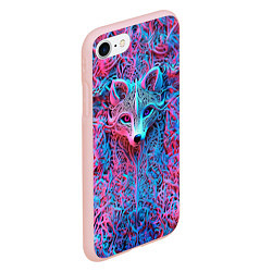 Чехол iPhone 7/8 матовый Лис из розово-голубых узоров, цвет: 3D-светло-розовый — фото 2