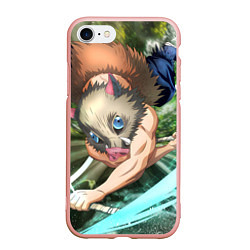 Чехол iPhone 7/8 матовый Клинок рассекающий демонов Иносукэ Хасибира, цвет: 3D-светло-розовый