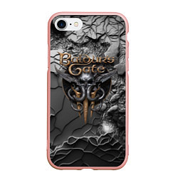 Чехол iPhone 7/8 матовый Baldurs Gate 3 logo dark, цвет: 3D-светло-розовый