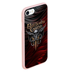 Чехол iPhone 7/8 матовый Baldurs Gate 3 logo dark red black, цвет: 3D-светло-розовый — фото 2