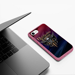 Чехол iPhone 7/8 матовый Baldurs Gate 3 logo geometry, цвет: 3D-малиновый — фото 2