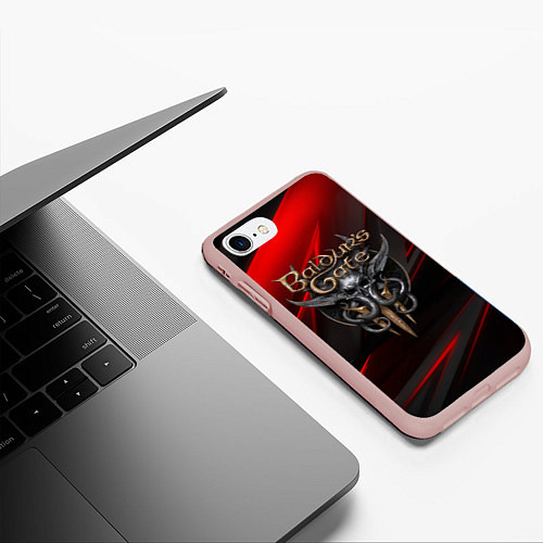 Чехол iPhone 7/8 матовый Baldurs Gate 3 logo geometry / 3D-Светло-розовый – фото 3