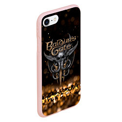 Чехол iPhone 7/8 матовый Baldurs Gate 3 logo dark gold logo, цвет: 3D-светло-розовый — фото 2