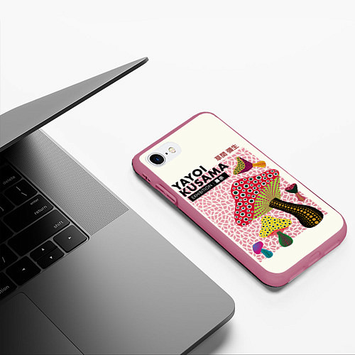 Чехол iPhone 7/8 матовый Новые Грибы - Яёй Кусама / 3D-Малиновый – фото 3