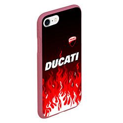 Чехол iPhone 7/8 матовый Ducati- красное пламя, цвет: 3D-малиновый — фото 2