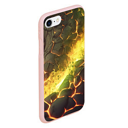 Чехол iPhone 7/8 матовый Разлом плиты с лавой, цвет: 3D-светло-розовый — фото 2