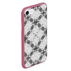 Чехол iPhone 7/8 матовый Черно-белый ажурный кружевной узор Геометрия, цвет: 3D-малиновый — фото 2