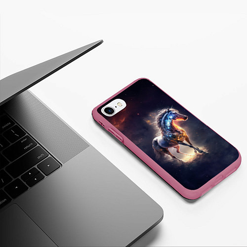 Чехол iPhone 7/8 матовый Звездный скакун / 3D-Малиновый – фото 3