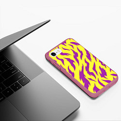 Чехол iPhone 7/8 матовый Кислотный тигр паттерн, цвет: 3D-малиновый — фото 2