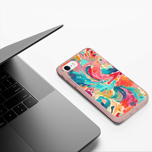 Чехол iPhone 7/8 матовый Акварельная абстракция / 3D-Светло-розовый – фото 3