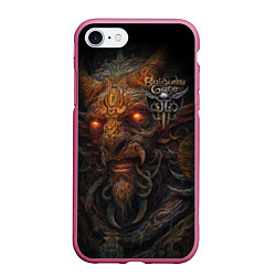 Чехол iPhone 7/8 матовый Baldurs Gate 3 logo demon, цвет: 3D-малиновый