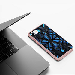 Чехол iPhone 7/8 матовый Синие объемные узоры, цвет: 3D-светло-розовый — фото 2