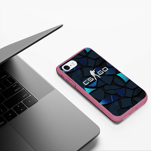 Чехол iPhone 7/8 матовый CS GO blue black elements / 3D-Малиновый – фото 3