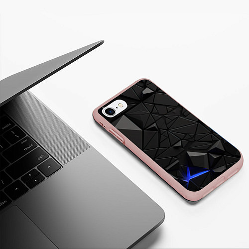 Чехол iPhone 7/8 матовый Черная объемная текстура / 3D-Светло-розовый – фото 3