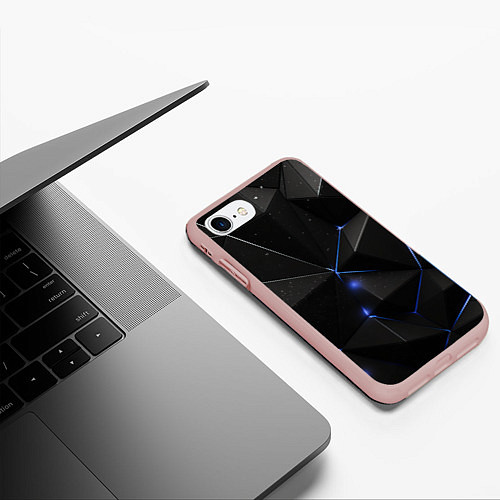 Чехол iPhone 7/8 матовый Black geometry texture / 3D-Светло-розовый – фото 3