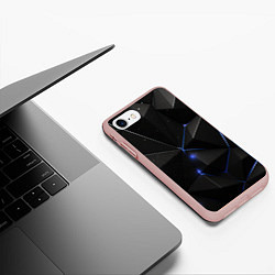 Чехол iPhone 7/8 матовый Black geometry texture, цвет: 3D-светло-розовый — фото 2