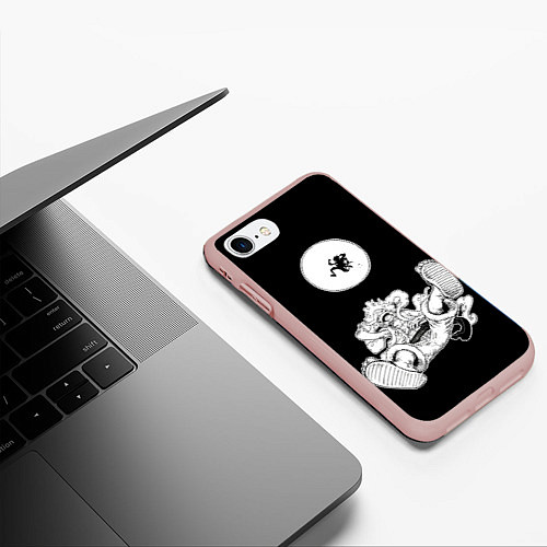 Чехол iPhone 7/8 матовый Луффи и гир 5 на луне / 3D-Светло-розовый – фото 3