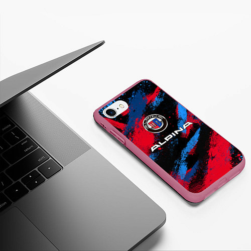 Чехол iPhone 7/8 матовый Alpina - BMW colors / 3D-Малиновый – фото 3