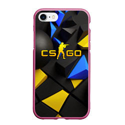 Чехол iPhone 7/8 матовый CSGO blue yellow abstract, цвет: 3D-малиновый