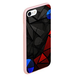 Чехол iPhone 7/8 матовый Black blue red elements, цвет: 3D-светло-розовый — фото 2